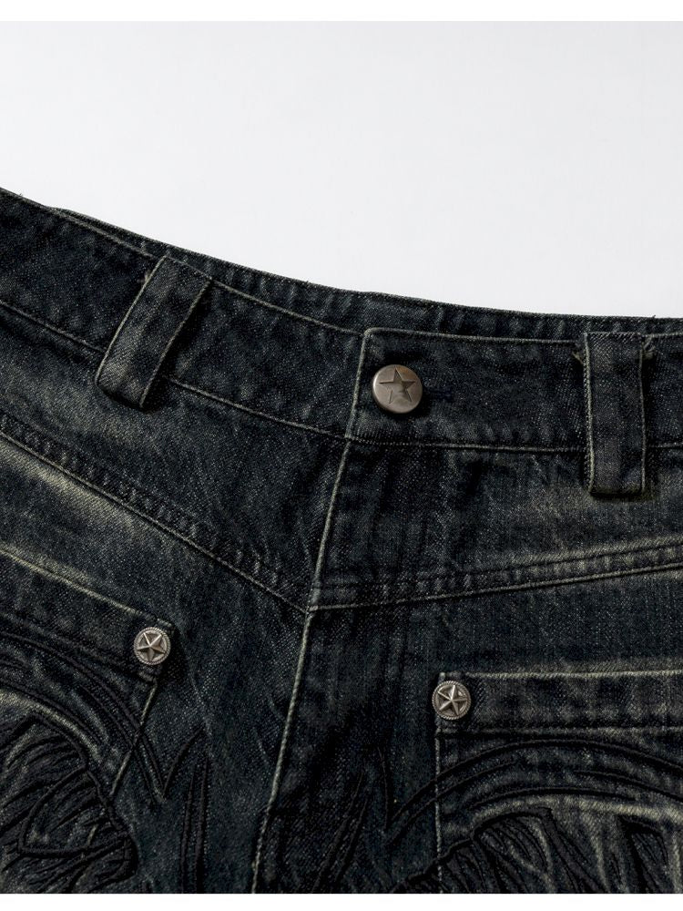 Wide-leg denim cropped pants【s0000012800】