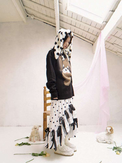 Asymmetric Bow Midi Skirt【s0000014525】