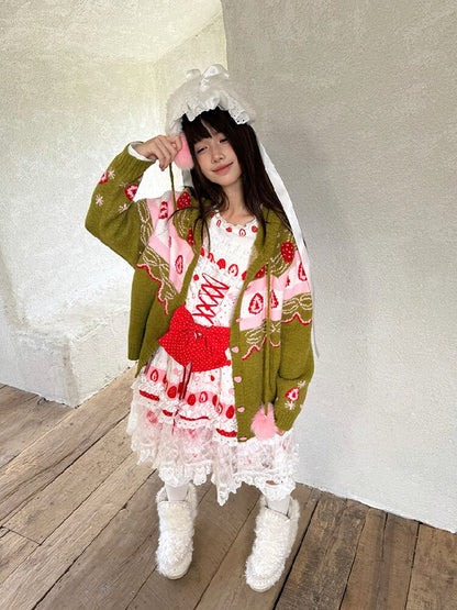 Strawberry Matcha Fair Isle Cardigan【s0000018535】