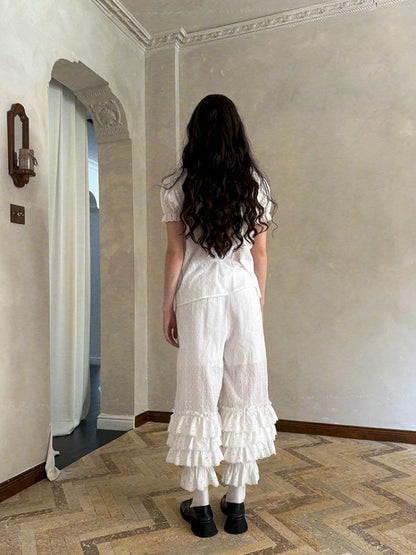 Cute bubble multi-layered lace bows pants【s0000012765】