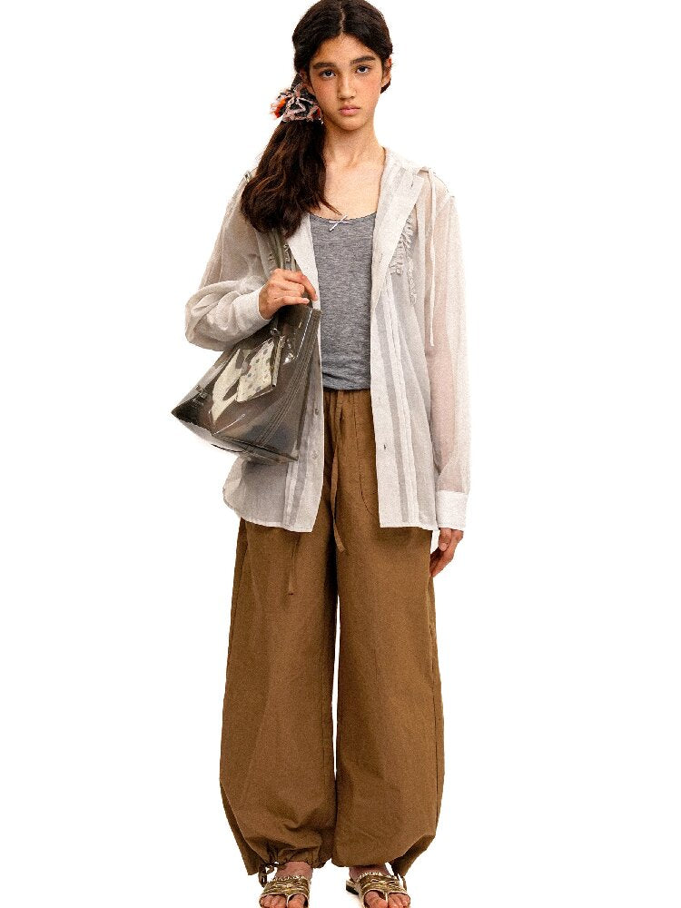 Threaded Waist Drawstring Pants【s0000017438】