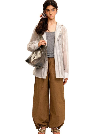 Threaded Waist Drawstring Pants【s0000017438】