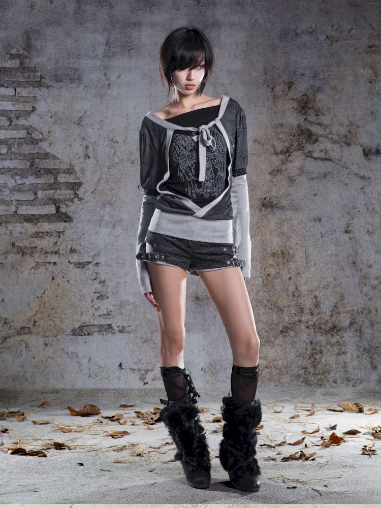 Faux Two-Piece Leggings Low-Rise Shorts【s0000014485】