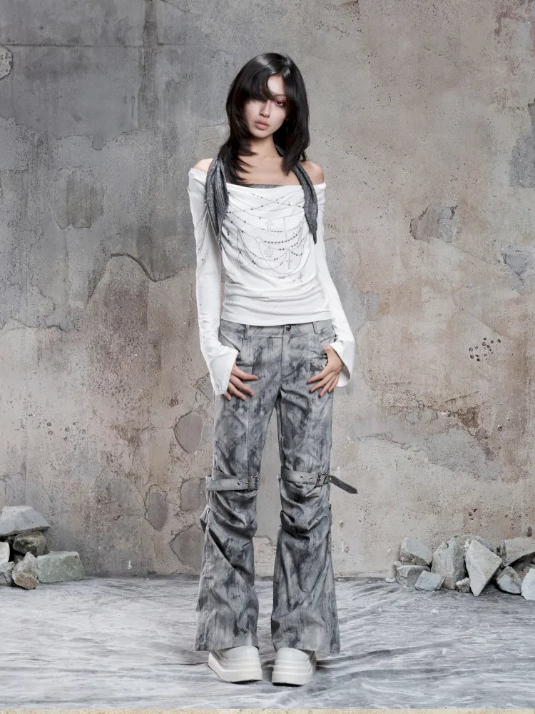 Asymmetrical faux two-piece long-sleeve knit top【s0000014134】