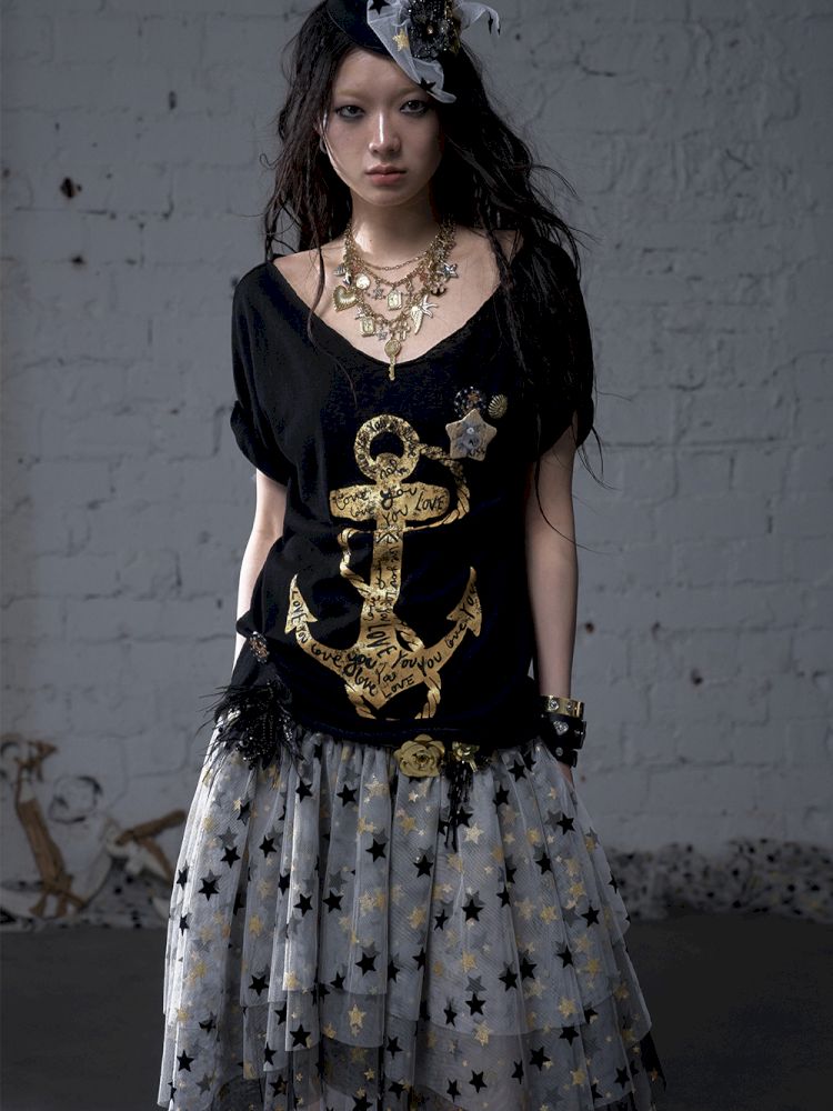 Large neckline loose-fitting T-shirt【s0000012799】