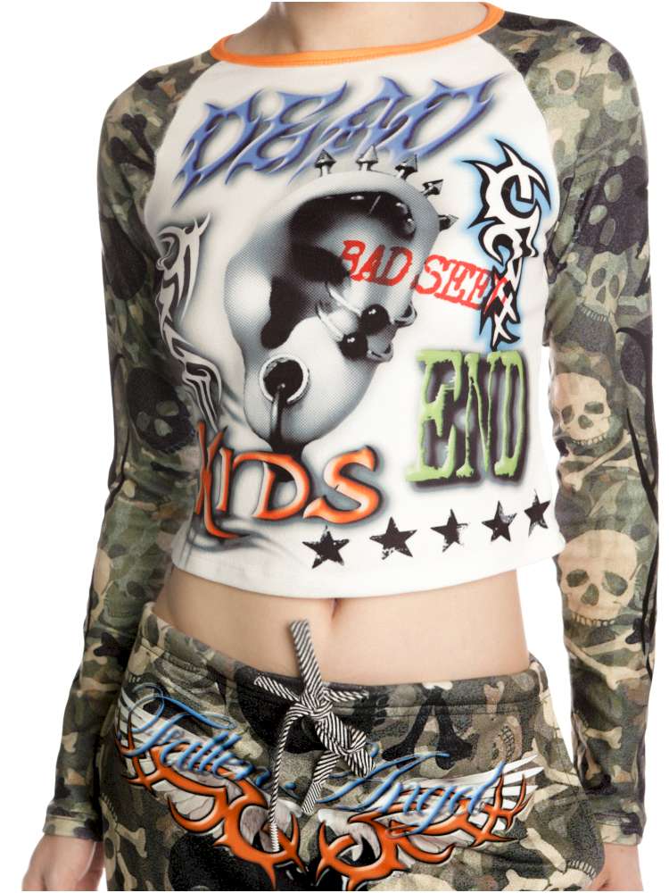 Sweet Cool Y2K Subculture Print Short Top【s0000014907】