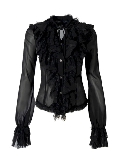 Court-Style Lace Chiffon Shirt【s0000013948】