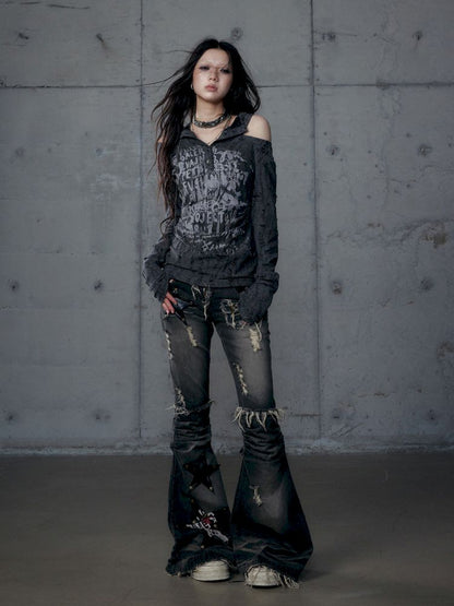 Backless Hooded Long Sleeve Bottom Top【s0000013469】