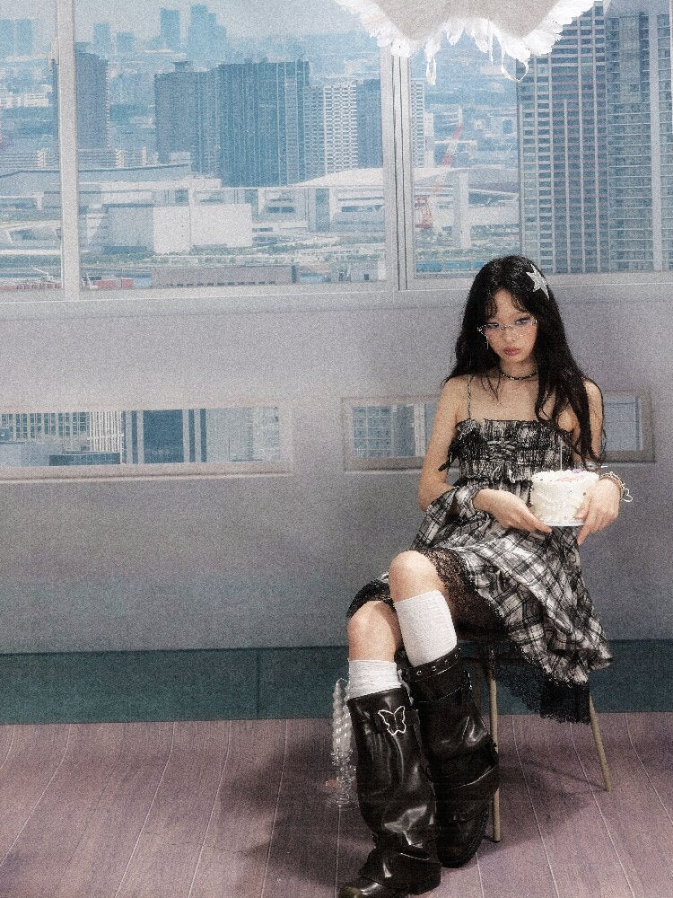 Lace Patchwork Plaid Sundress【s0000016277】