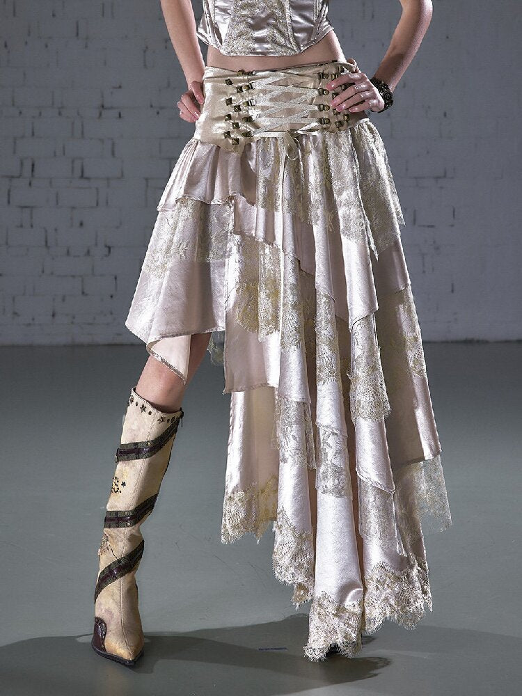 Lace Patchwork Irregular Skirt【s0000015935】