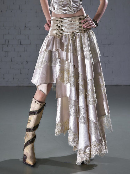 Lace Patchwork Irregular Skirt【s0000015935】