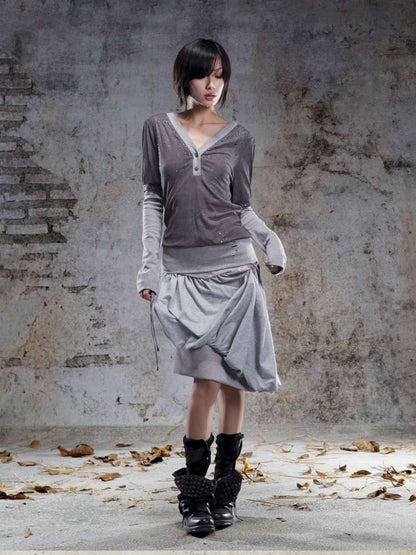 High-Stretch Printed Rhinestone Knit Top【s0000014490】