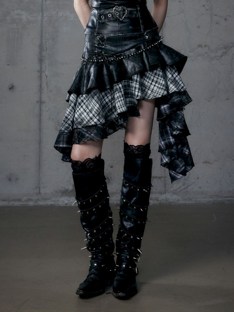 Heavy leather bustier skirt【s0000013467】