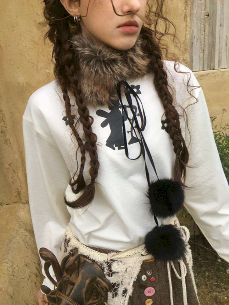 Forest Elf Print Long Sleeve T-Shirt【s0000014898】