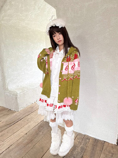 Strawberry Matcha Fair Isle Cardigan【s0000018535】