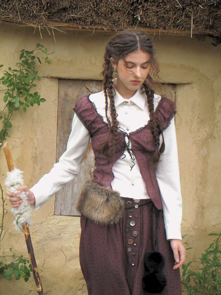 Blue Plaid Polka Dot Long Shirt【s0000014902】