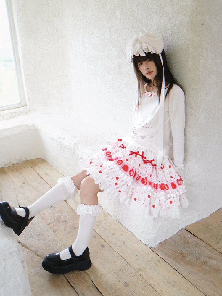 Cake Print Lace Bow Short Skirt【s0000018539】