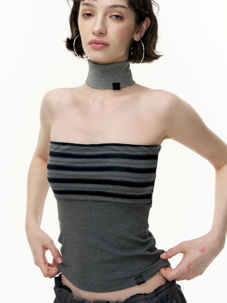 Striped bustier short skirt suit【s0000013740】