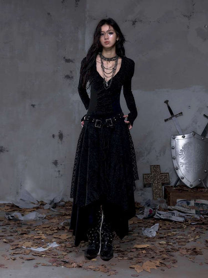 Lace Slimming Patchwork Knit Dress【s0000014467】