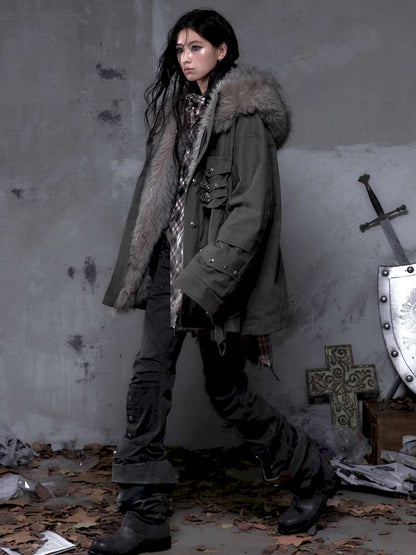 Mid-Length Fleece-Lined Cotton Jacket【s0000014475】