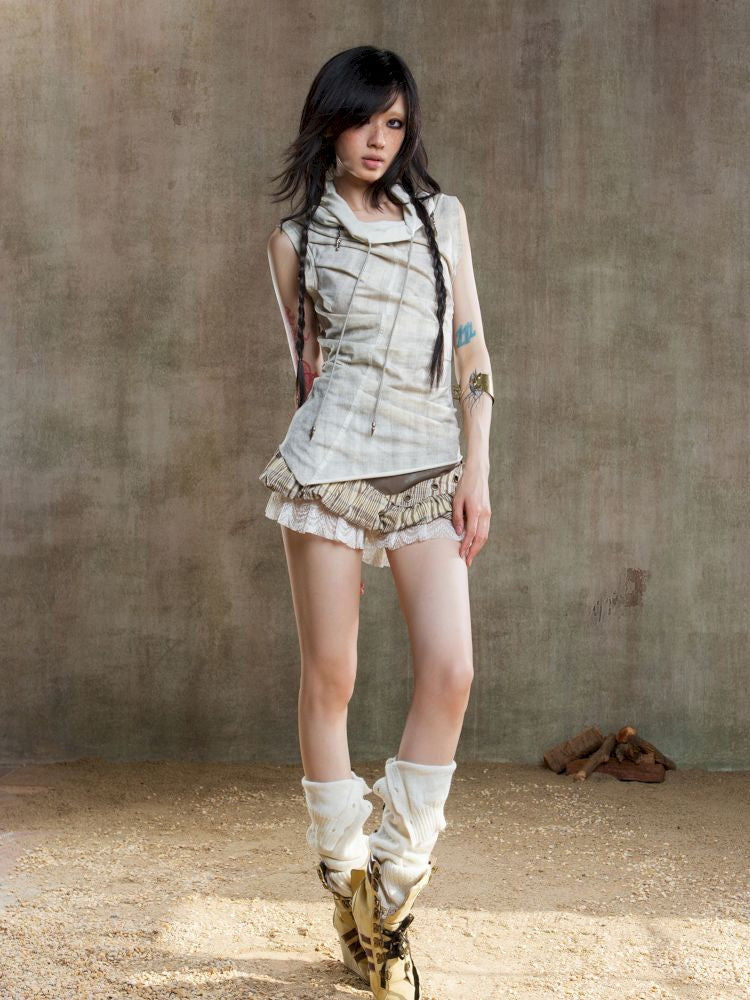 Irregular Pleated Multi-Wear Vest【s0000012658】