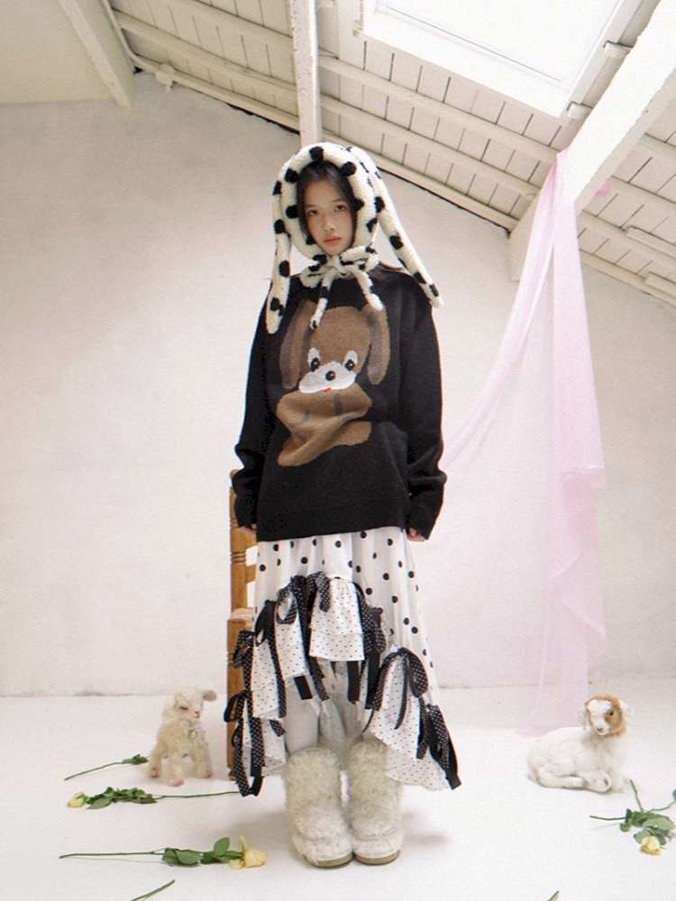 Asymmetric Bow Midi Skirt【s0000014525】