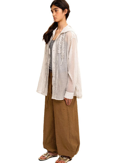 Threaded Waist Drawstring Pants【s0000017438】