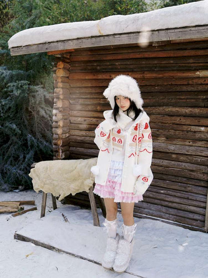 Strawberry Cake Jacquard Knit Scarf【s0000014943】