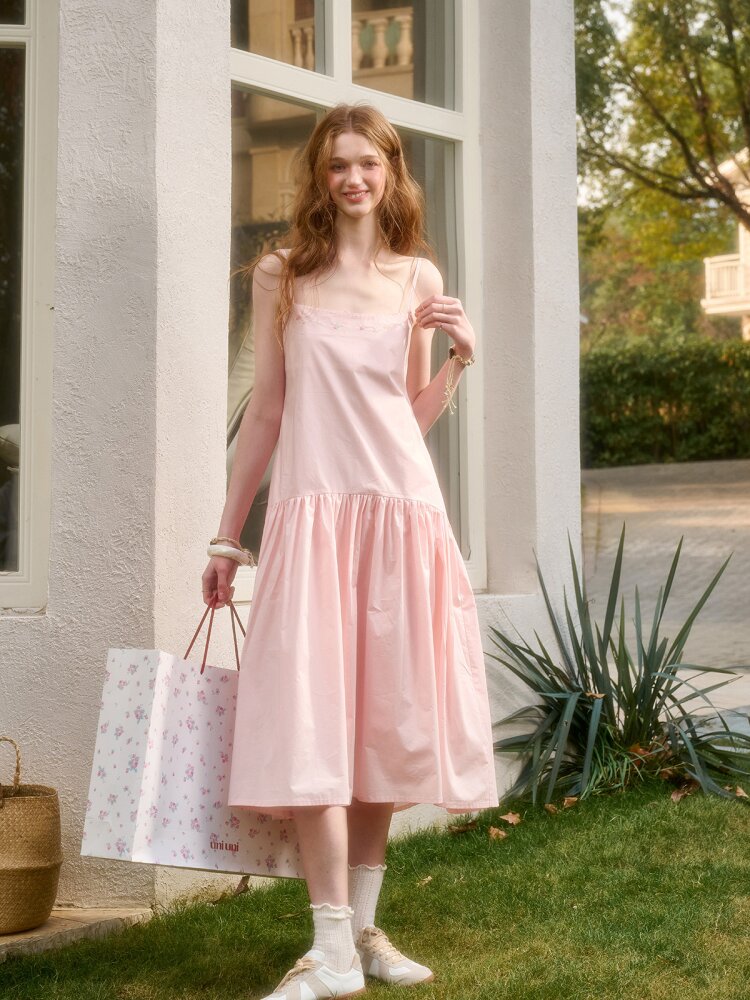 Pink Cotton Embroidered Shirt Dress【s0000015620】