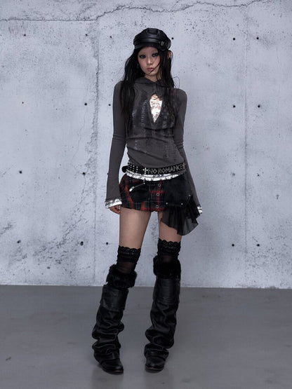 Lace Patchwork Hooded T-shirt【s0000015544】