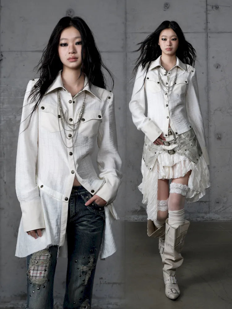 Leather Detachable Long-Sleeved Shirt【s0000014119】