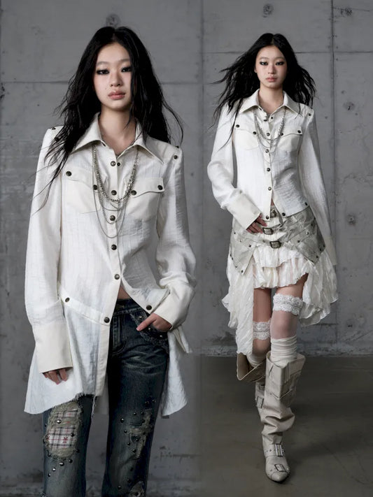 Leather Detachable Long-Sleeved Shirt【s0000014119】