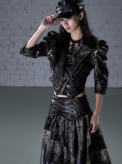 Rock Punk Large Lapel Leather Jacket【s0000015937】