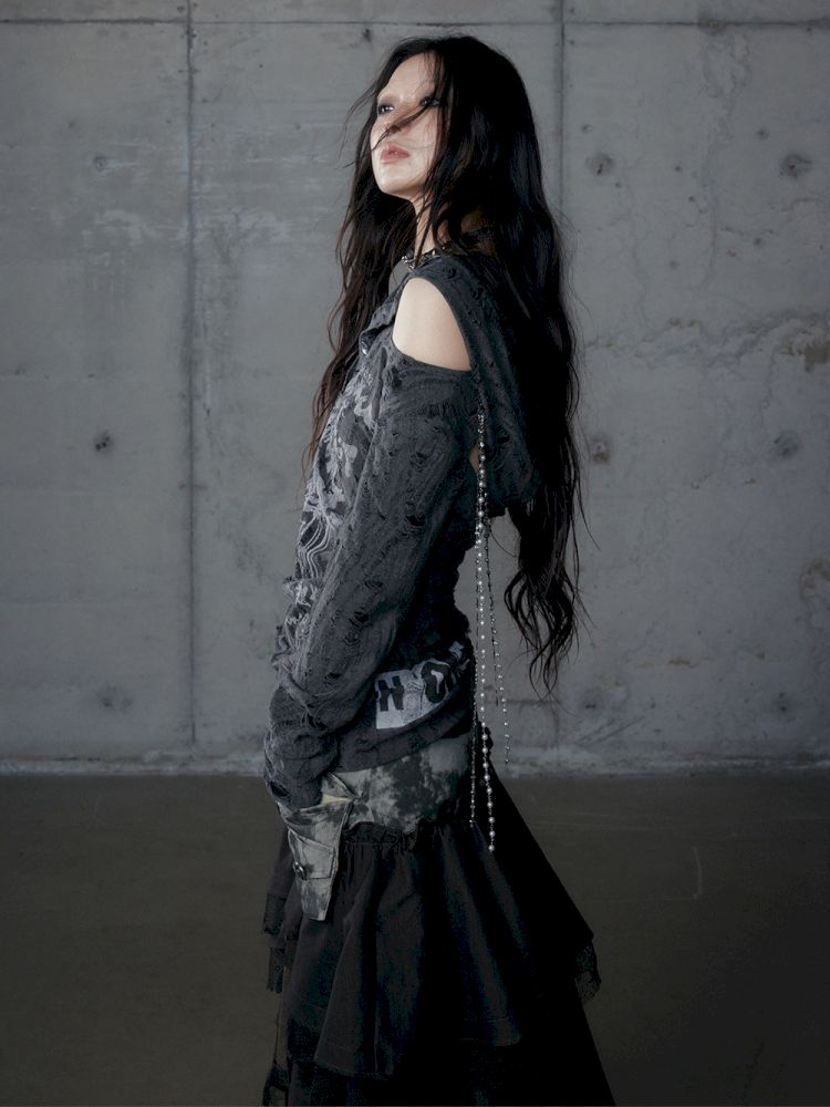 Backless Hooded Long Sleeve Bottom Top【s0000013469】