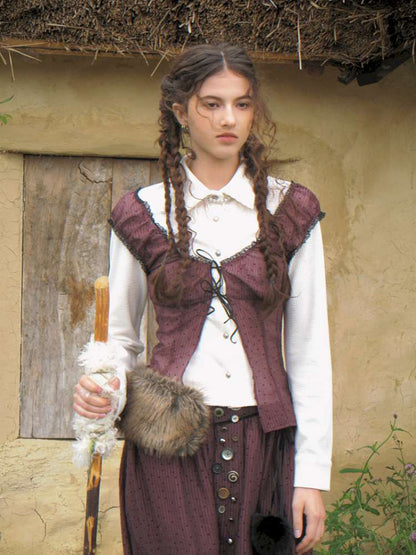 Blue Plaid Polka Dot Long Shirt【s0000014902】