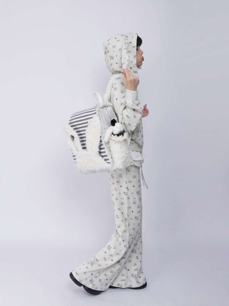 Rabbit Ears Fur Computer School Bag【s0000014615】