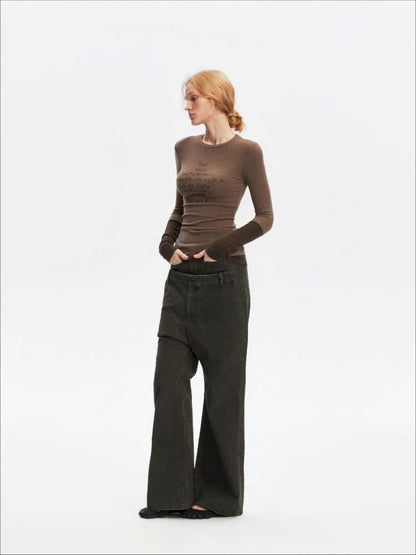 Fake Two-Piece Letter Print Slim Long-Sleeve T-Shirt【s0000014874】