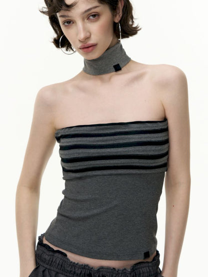 Striped bustier short skirt suit【s0000013740】