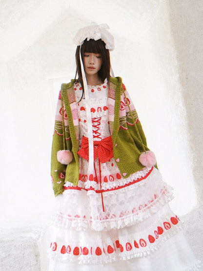 Cake Print Cut-Out Lace Bow Skirt【s0000018542】