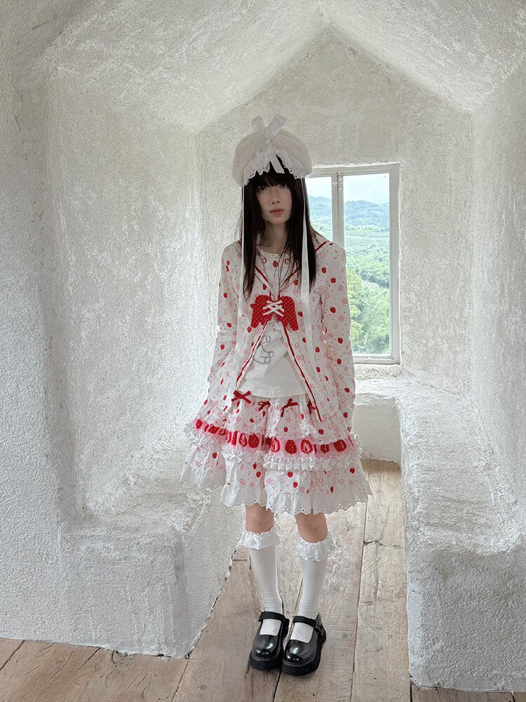 Cake Print Lace Bow Short Skirt【s0000018539】