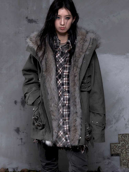 Mid-Length Fleece-Lined Cotton Jacket【s0000014475】