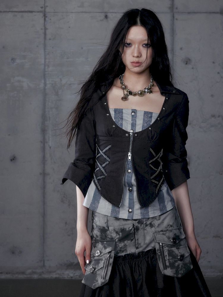 Short low collar long sleeve shirt【s0000013478】