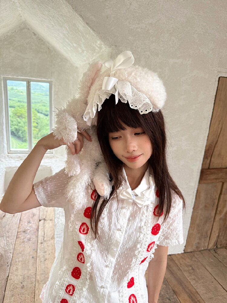 Plaid Lace Bow Short Sleeve Shirt【s0000018541】