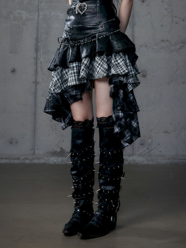 Heavy leather bustier skirt【s0000013467】