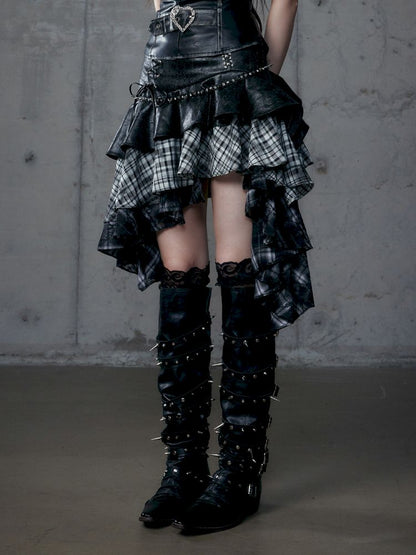 Heavy leather bustier skirt【s0000013467】