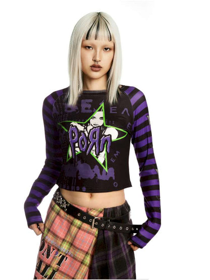 Sweet Cool Y2K Subculture Print Short Top【s0000014907】