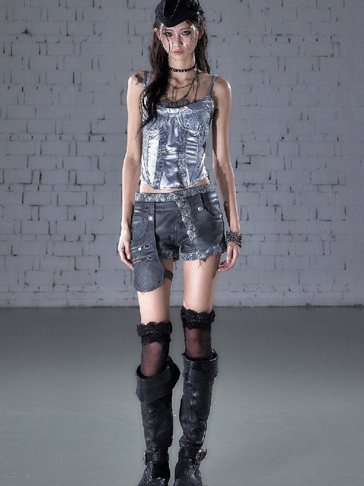 Lace Detachable Leather Shorts【s0000016210】