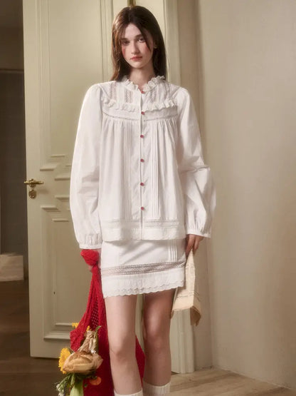 Natural Cotton Shirt Skirt Set【s0000014330】