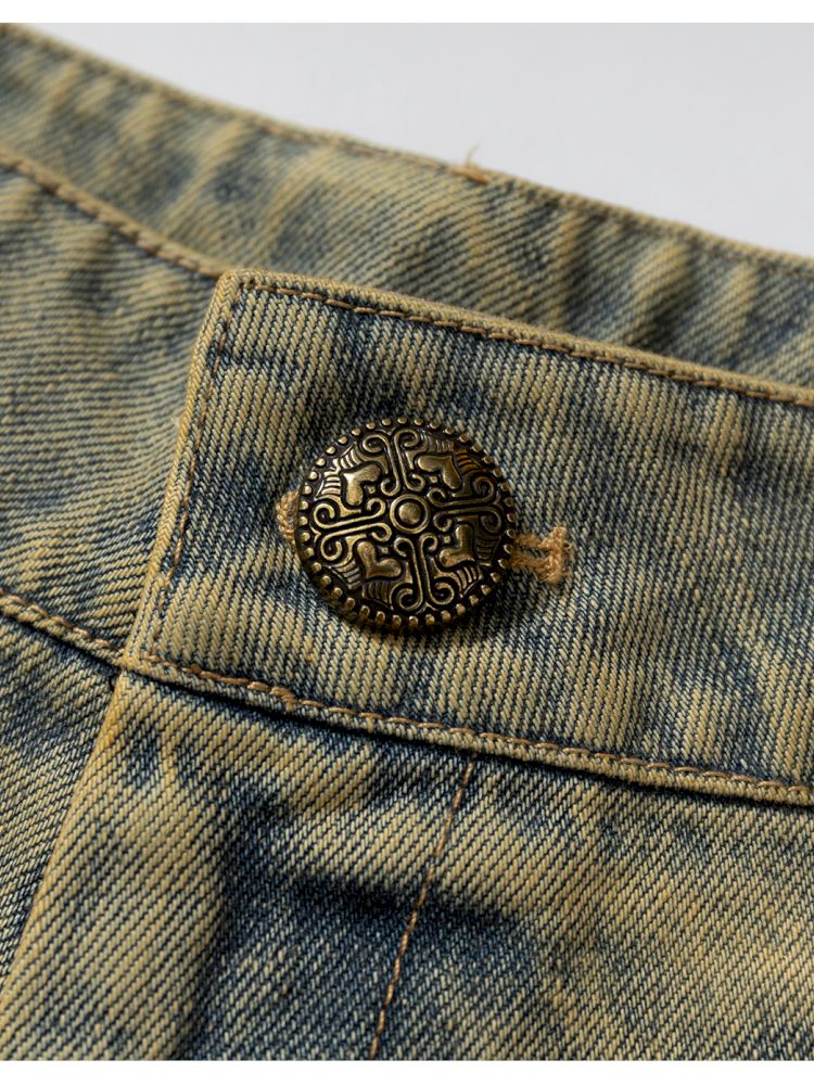 Wide-leg denim cropped pants【s0000012800】
