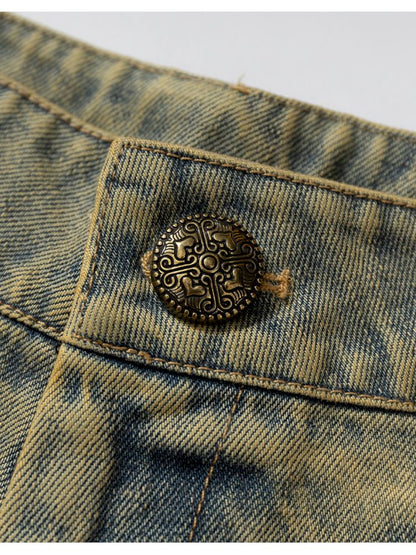 Wide-leg denim cropped pants【s0000012800】